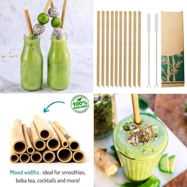 10Pcs Natural Bamboo Straw 20cm Reusable Drinking Straws - Image 4
