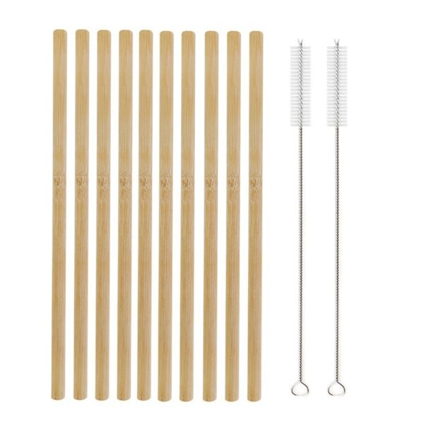 10Pcs Natural Bamboo Straw 20cm Reusable Drinking Straws - Image 5