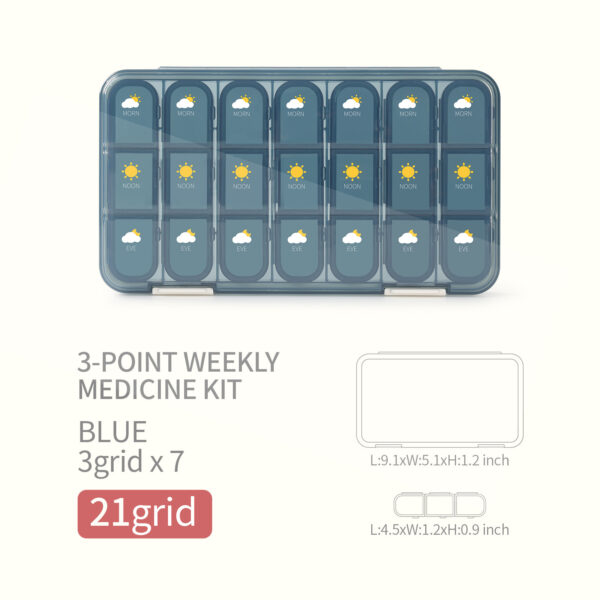 PILL ORGANIZER 1 Week Sealed Pill Box 21 Compartments 28 Compartments - Image 2