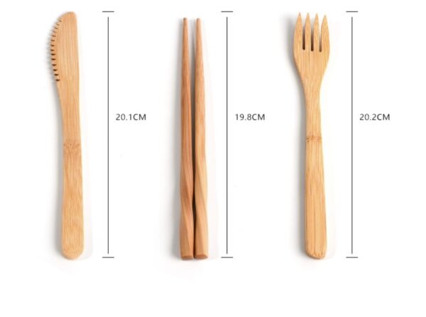 Bamboo Utensils Wooden Travel Cutlery Set Reusable Utensils With Pouch Camping Utensils Zero Waste Fork Spoon Knife Flatware Set - Image 4