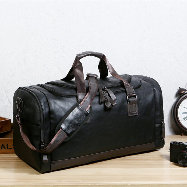 Pu Leather Large Capacity Travel Bag Men's Business Travel Duffel Bag - Image 4
