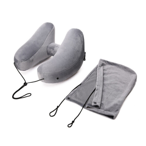 Hooded Travel Pillow H Shaped Inflatable Neck Pillow Folding Lightweight Sleeping Cushion Pillow - Image 8