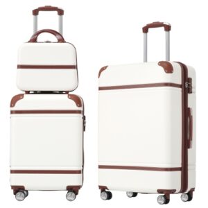Hardshell Luggage Sets 3 Pieces 20x24 Luggages And Cosmetic Case Spinner Suitcase With TSA Lock Lightweight