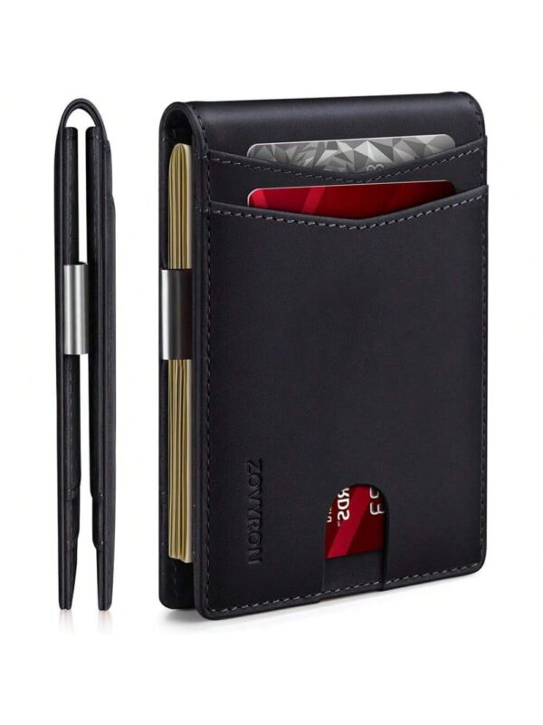 Wallet For Men Slim Bifold Leather Wallet With Money Clip RFID Blocking Minimalist Card Holder Front Pocket Mens Wallet - Image 4