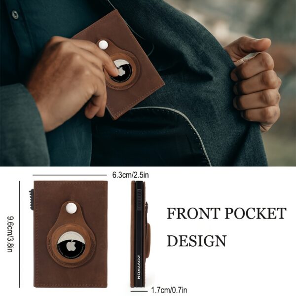 Men's Wallet With Airtag Card Slot, RFID Anti-theft Credit Card Smart Pop-up Tri-fold Wallet - Image 4