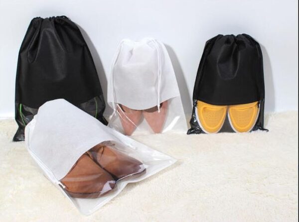 2 Sizes Waterproof Shoes Bag Pouch Storage Travel Bag Portable Tote Drawstring Bag Organizer Cover Non-Woven Laundry Organizador - Image 5