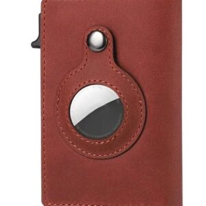 Genuine Leather Wallet W/ Magnetic Air Tag Cover