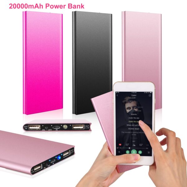 20000mAh Power Bank Ultra-thin External Battery Pack Phone Charger Dual USB Port - Image 9