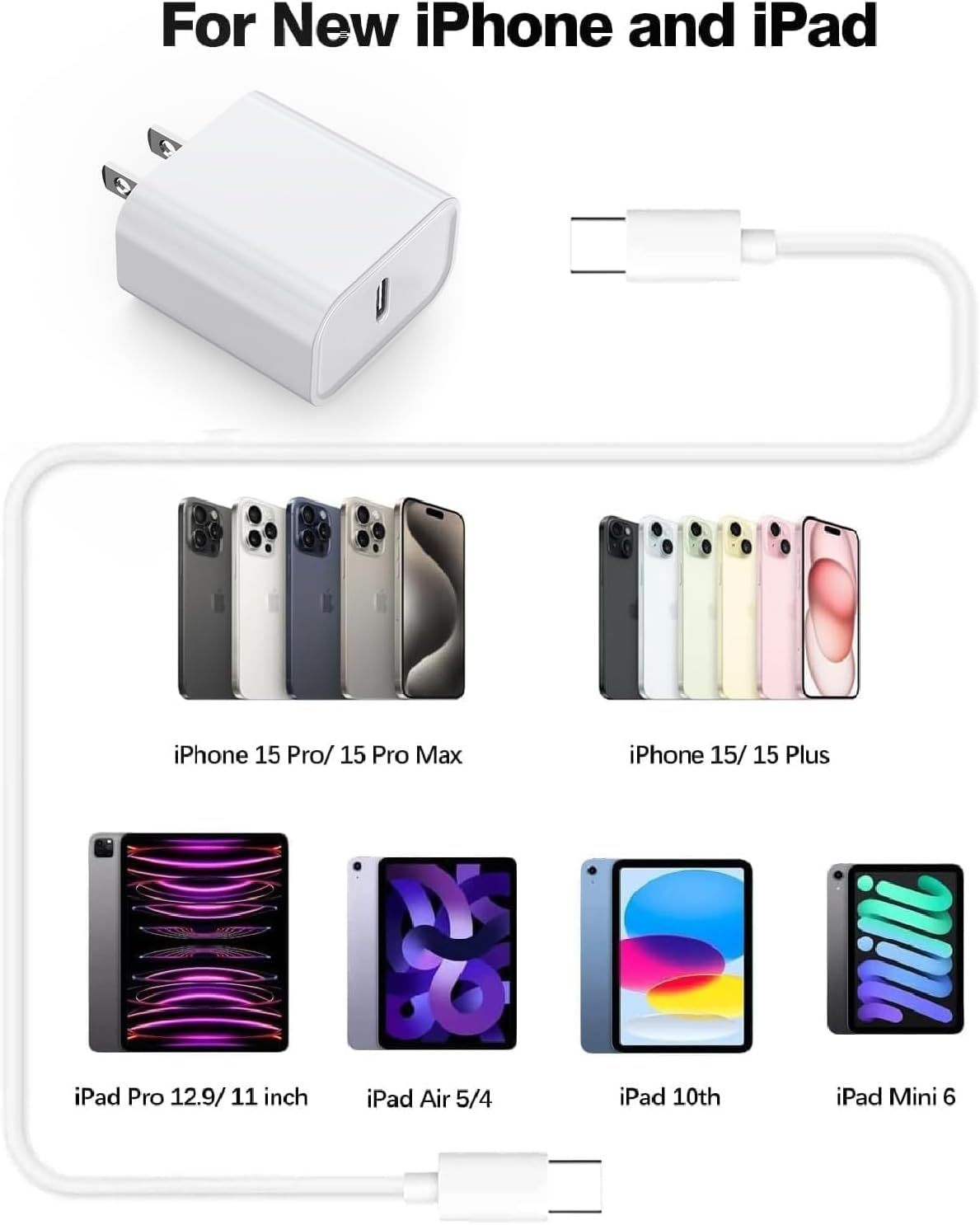 Phone Charger, Cube Phone Charger Travel 2Pack 6FT Lightning Cable Cord Quick Fast Charging Cord USB Wall Chargers Travel Plug - Image 4