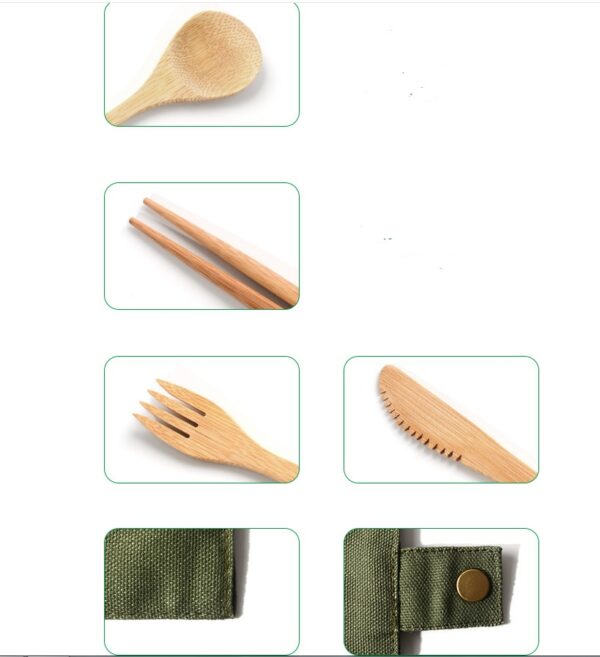 Bamboo Utensils Wooden Travel Cutlery Set Reusable Utensils With Pouch Camping Utensils Zero Waste Fork Spoon Knife Flatware Set - Image 6