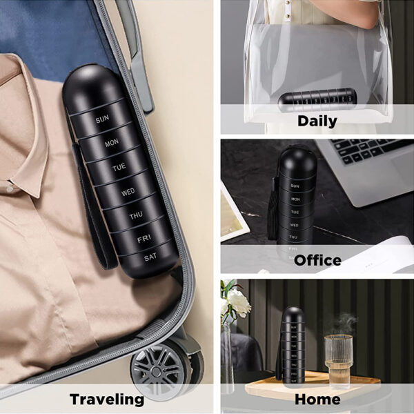 Metal Pill Organizer Weekly Waterproof Travel Pill Box Large Aluminum Alloy Pill Case Container 7 Day Daily Medicine Organizer - Image 2