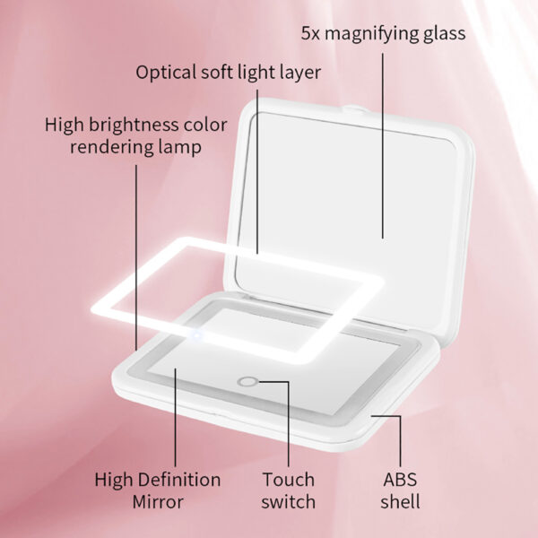 Portable Square Diamond Grid White Makeup Mirror - Image 7
