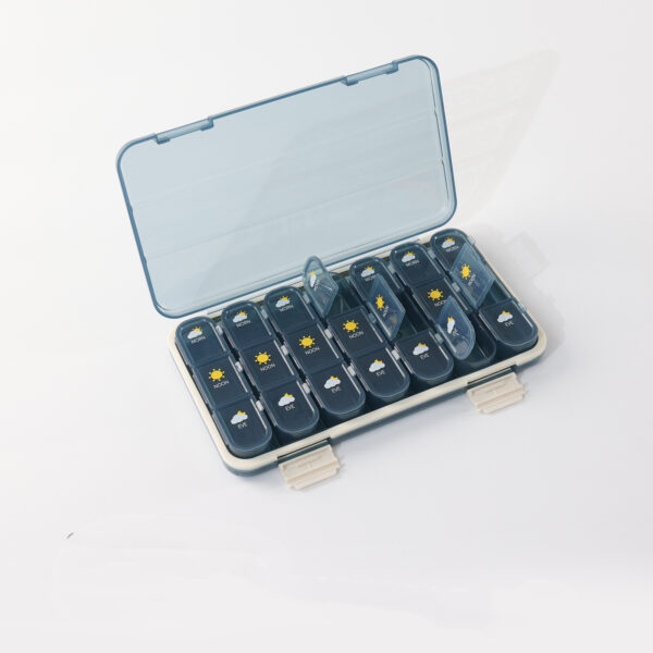 PILL ORGANIZER 1 Week Sealed Pill Box 21 Compartments 28 Compartments