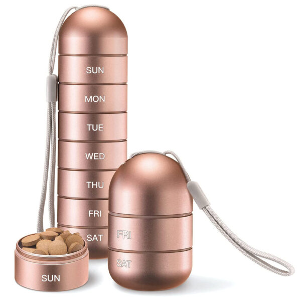 Metal Pill Organizer Weekly Waterproof Travel Pill Box Large Aluminum Alloy Pill Case Container 7 Day Daily Medicine Organizer - Image 4