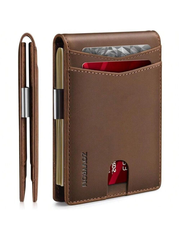 Wallet For Men Slim Bifold Leather Wallet With Money Clip RFID Blocking Minimalist Card Holder Front Pocket Mens Wallet - Image 2