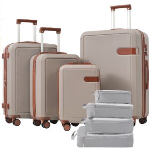 4 Piece Luggage Set With Compression Packing Cubes For Suitcase Expandable Spinner Wheels Lightweight Suitcase With TSA Lock 16' 20' 24' 28'