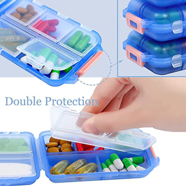 Travel Pill Organizer 10 Grid  Moisture Proof Pills Box For Pocket Purse Daily Pill Case Portable Medicine Vitamin Holder Container - Image 8